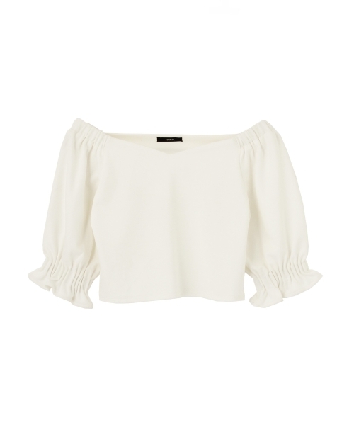 MURUA（ムルーア）の「ギャザースリーブワイドＶ ＴＯＰＳ（Tシャツ/カットソー・レディース・ブラック/ピンク/オレンジ/オフホワイト・FREE）」の17枚目の写真