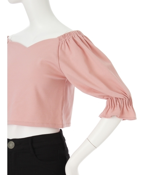 MURUA（ムルーア）の「ギャザースリーブワイドＶ ＴＯＰＳ（Tシャツ/カットソー・レディース・ブラック/ピンク/オレンジ/オフホワイト・FREE）」の13枚目の写真