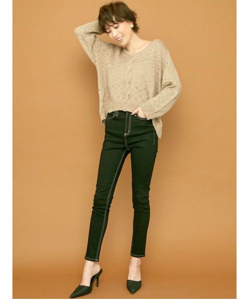 GYDA（ジェイダ）の「ワンウォッシュハイウエストパンツ（デニムパンツ・レディース・インディゴブルー/ブラック・MEDIUM/SMALL/X-SMALL）」の5枚目の写真