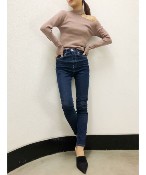 GYDA（ジェイダ）の「ワンウォッシュハイウエストパンツ（デニムパンツ・レディース・インディゴブルー/ブラック・MEDIUM/SMALL/X-SMALL）」の4枚目の写真