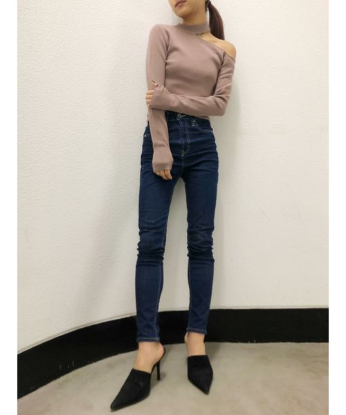 GYDA（ジェイダ）の「ワンウォッシュハイウエストパンツ（デニムパンツ・レディース・インディゴブルー/ブラック・MEDIUM/SMALL/X-SMALL）」の3枚目の写真