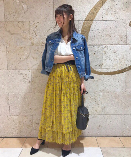 Cheek（チーク）の「2段レイヤードフリルスカート（スカート・レディース・オフホワイト/イエロー/ブラウン・MEDIUM）」の15枚目の写真