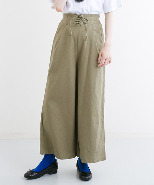 MERLOT（メルロー）の「スピンドルハイウエストワイドパンツ1081（その他パンツ・レディース・レッド/カーキ/ブラック/ネイビー・FREE）」の2枚目の写真