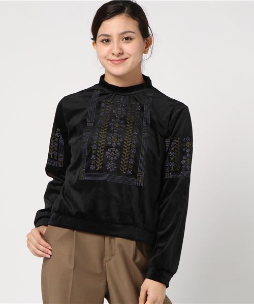 MERLOT（メルロー）の「しんでんのおにわししゅうベロア調ブラウス7254（シャツ/ブラウス・レディース・ライトブルー/ブラック/アイボリー・FREE）」の13枚目の写真