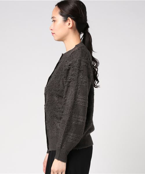 Samansa Mos2（サマンサ モスモス）の「ループ編みチェックカーディガン（カーディガン/ボレロ・レディース・チャコールグレー/ベージュ/カーキ・ﾌﾘ-）」の9枚目の写真