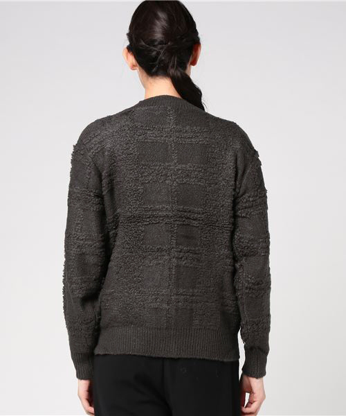 Samansa Mos2（サマンサ モスモス）の「ループ編みチェックカーディガン（カーディガン/ボレロ・レディース・チャコールグレー/ベージュ/カーキ・ﾌﾘ-）」の7枚目の写真