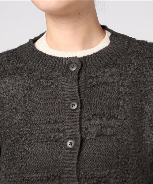 Samansa Mos2（サマンサ モスモス）の「ループ編みチェックカーディガン（カーディガン/ボレロ・レディース・チャコールグレー/ベージュ/カーキ・ﾌﾘ-）」の8枚目の写真