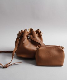 PLAIN CLOTHING | フェイクレザー巾着バッグ【PLAIN CLOTHING】(ショルダーバッグ)