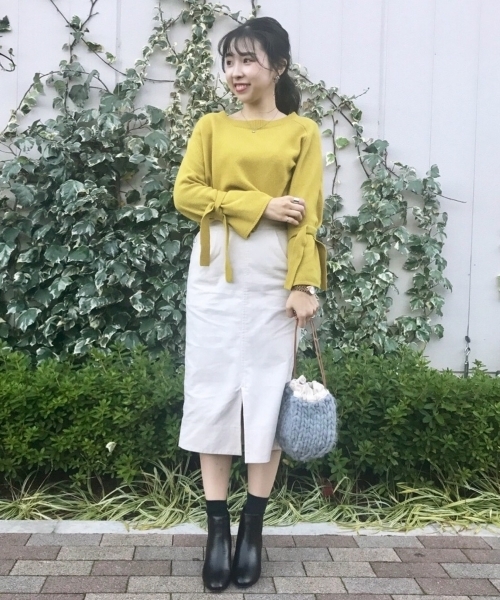 le.coeur blanc（ルクールブラン）の「コーデュロイウエストボタンタイトスカート（スカート・レディース・カーキ/アイボリー/ピンクベージュ・38/36）」の9枚目の写真