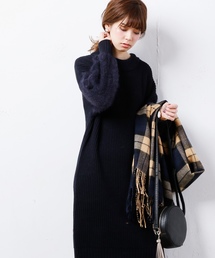 natural couture | ふわふわ袖シャギーニットワンピース(ワンピース)