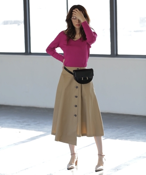 Andemiu（アンデミュウ）の「フロントボタンヘムスカート778545（スカート・レディース・ベージュ/カーキ・SMALL/MEDIUM）」の3枚目の写真