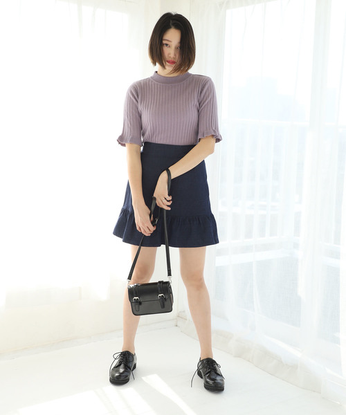 one after another NICE CLAUP（ワンアフターアナザーナイスクラップ）の「裾フリルスカート（スカート・レディース・ブラック/ネイビー/オフホワイト/ブルー・FREE）」の18枚目の写真