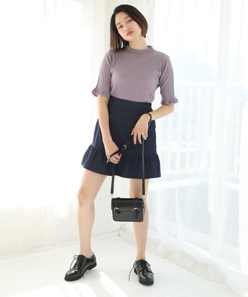 one after another NICE CLAUP（ワンアフターアナザーナイスクラップ）の「裾フリルスカート（スカート・レディース・ブラック/ネイビー/オフホワイト/ブルー・FREE）」の5枚目の写真