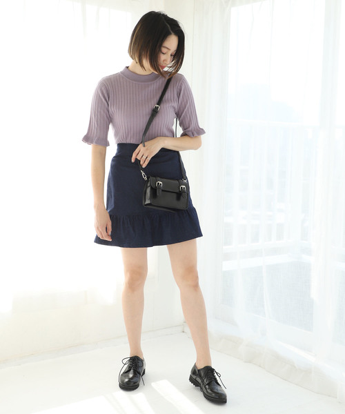 one after another NICE CLAUP（ワンアフターアナザーナイスクラップ）の「裾フリルスカート（スカート・レディース・ブラック/ネイビー/オフホワイト/ブルー・FREE）」の7枚目の写真