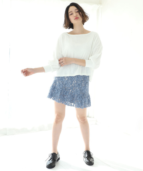 one after another NICE CLAUP（ワンアフターアナザーナイスクラップ）の「裾フリルスカート（スカート・レディース・ブラック/ネイビー/オフホワイト/ブルー・FREE）」の16枚目の写真