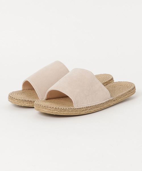 KOBE LETTUCE（コウベレタス）の「［2TYPE］ベルトorフリルデザインジュート風軽量フラットサンダル/レディース/シューズ/ポーチ入り/スリッパサンダル[I1551]神戸レタス（サンダル・レディース・ブラック系その他2/パープル系その他2/キャメル/ブルー系その他/パープル系その他/ホワイト系その他/シルバー/アイボリー/ターコイズブルー/ブラック・L/LL/S/M）」の3枚目の写真