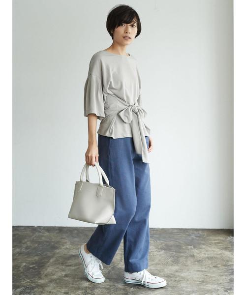 AMERICAN HOLIC(アメリカンホリック)の「・ウエストリボン付カットプルオーバー(Tシャツ/カットソー・レディース・ネイビー/ベージュ/カーキ/マスタード・FREE)」の12枚目の写真