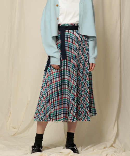 Abahouse Devinette（ドゥヴィネット）の「チェックプリーツスカート（スカート・レディース・ネイビー/レッド・フリー）」の2枚目の写真