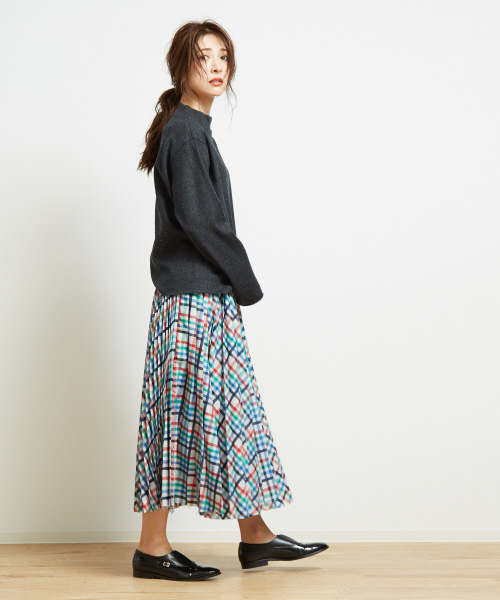 Abahouse Devinette（ドゥヴィネット）の「チェックプリーツスカート（スカート・レディース・ネイビー/レッド・フリー）」の5枚目の写真