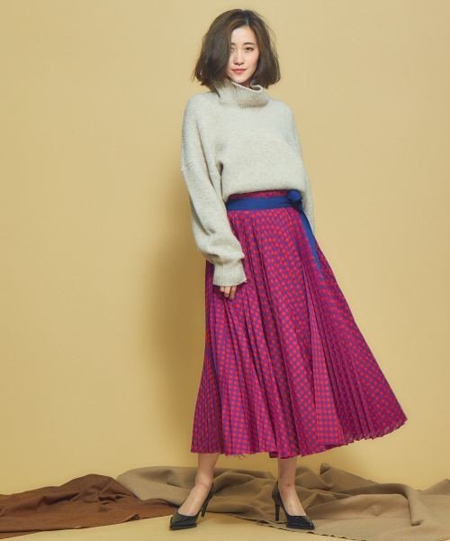 Abahouse Devinette（ドゥヴィネット）の「チェックプリーツスカート（スカート・レディース・ネイビー/レッド・フリー）」の3枚目の写真