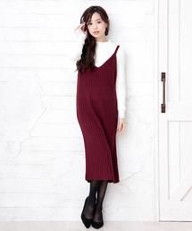 Doula Doula | 万能な選べる着丈♪ニットキャミワンピース(ミモレ・ロング・マキシの3タイプ)(サロペット/オーバーオール)