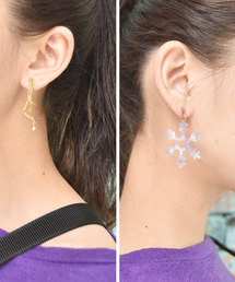 チャイハネ | 【チャイハネ】雪の結晶アシンメトリーピアス(ピアス（両耳用）)