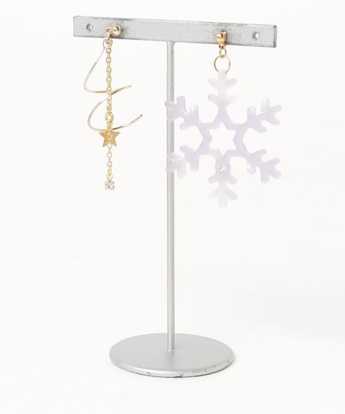 チャイハネ（チャイハネ）の「【チャイハネ】雪の結晶アシンメトリーピアス（ピアス（両耳用）・レディース・ホワイト/ライトブルー/ブラウン/ブルー・FREE）」の9枚目の写真
