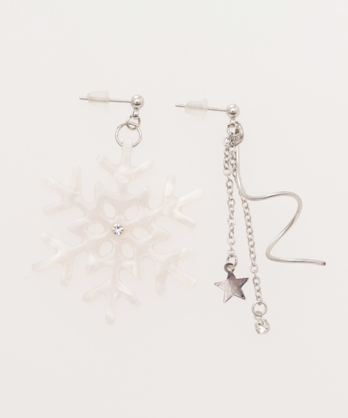 チャイハネ（チャイハネ）の「【チャイハネ】雪の結晶アシンメトリーピアス（ピアス（両耳用）・レディース・ホワイト/ライトブルー/ブラウン/ブルー・FREE）」の7枚目の写真