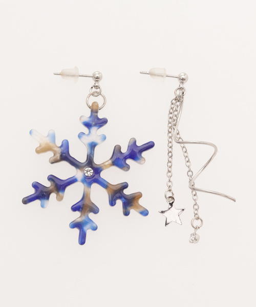 チャイハネ（チャイハネ）の「【チャイハネ】雪の結晶アシンメトリーピアス（ピアス（両耳用）・レディース・ホワイト/ライトブルー/ブラウン/ブルー・FREE）」の6枚目の写真