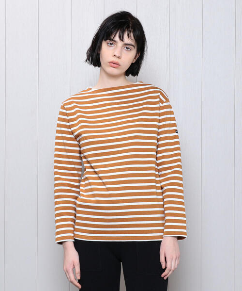 SAINT JAMES(セントジェームス)の「<SAINT JAMES>OUESSANT BORDER PULLOVER 19SS/カットソー(Tシャツ/カットソー・レディース・ベージュ/オレンジ/ネイビー/ライム/ホワイト・1/3)」の3枚目の写真