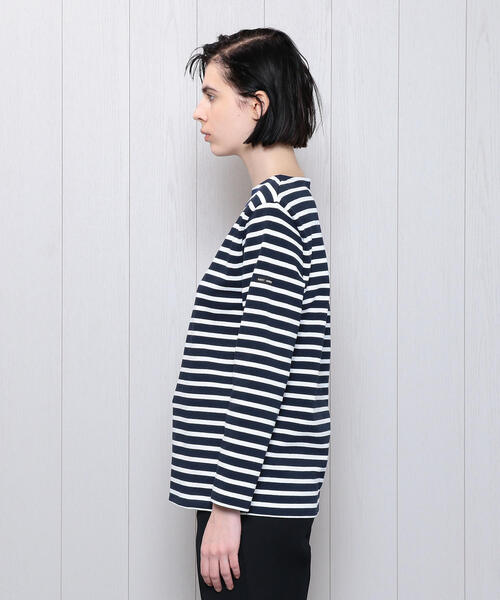 SAINT JAMES(セントジェームス)の「<SAINT JAMES>OUESSANT BORDER PULLOVER 19SS/カットソー(Tシャツ/カットソー・レディース・ベージュ/オレンジ/ネイビー/ライム/ホワイト・1/3)」の7枚目の写真