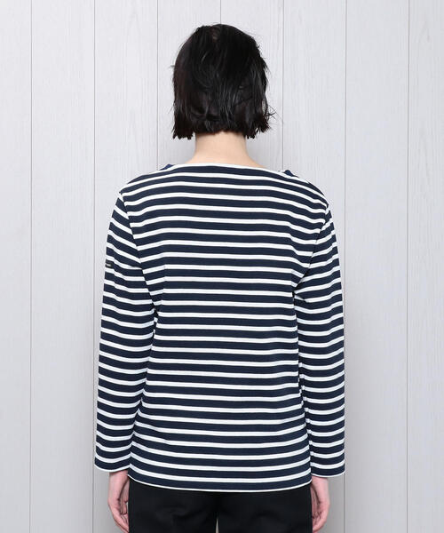 SAINT JAMES(セントジェームス)の「<SAINT JAMES>OUESSANT BORDER PULLOVER 19SS/カットソー(Tシャツ/カットソー・レディース・ベージュ/オレンジ/ネイビー/ライム/ホワイト・1/3)」の8枚目の写真
