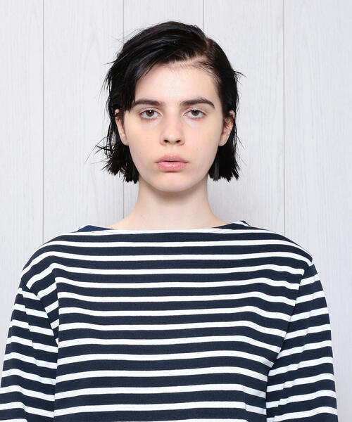 SAINT JAMES(セントジェームス)の「<SAINT JAMES>OUESSANT BORDER PULLOVER 19SS/カットソー(Tシャツ/カットソー・レディース・ベージュ/オレンジ/ネイビー/ライム/ホワイト・1/3)」の9枚目の写真