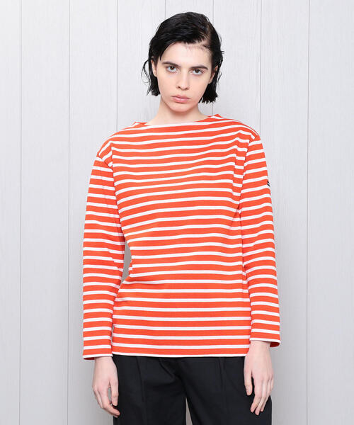 SAINT JAMES(セントジェームス)の「<SAINT JAMES>OUESSANT BORDER PULLOVER 19SS/カットソー(Tシャツ/カットソー・レディース・ベージュ/オレンジ/ネイビー/ライム/ホワイト・1/3)」の10枚目の写真