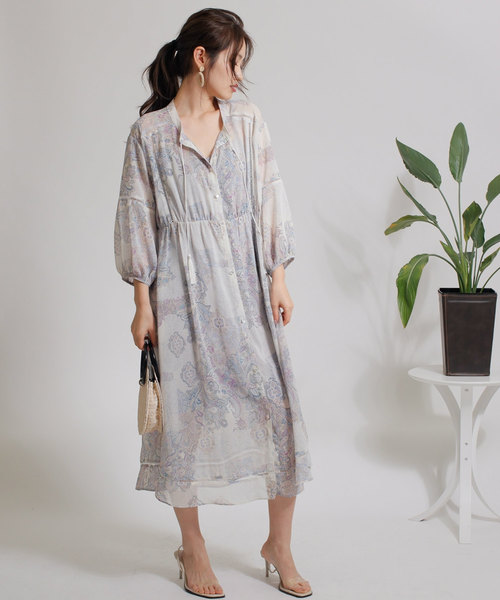 LADYMADE（レディメイド）の「ペイズリースカーフロングワンピース（ワンピース・レディース・パープル/イエロー・FREE）」の3枚目の写真