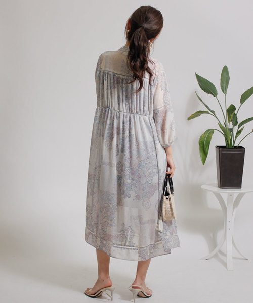 LADYMADE（レディメイド）の「ペイズリースカーフロングワンピース（ワンピース・レディース・パープル/イエロー・FREE）」の6枚目の写真