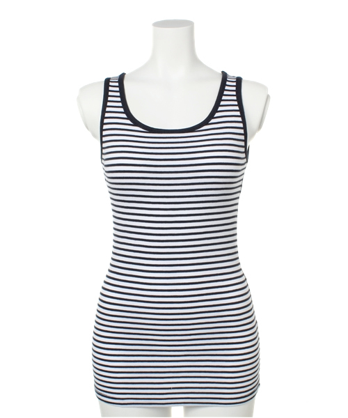 PLST（プラステ）の「リブタンクトップ（タンクトップ・レディース・ホワイト/ホワイト×ネイビー/ブラック/グレー/ヘザーグレー/グレー系その他/インディゴブルー/ネイビー・2）」の2枚目の写真