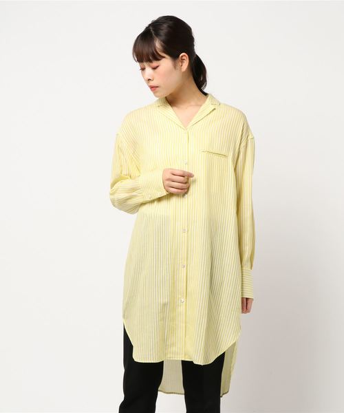 CITYSHOP(シティーショップ)の「ストライプシャツ(シャツ/ブラウス・レディース・イエロー/ブラック・FREE)」の6枚目の写真