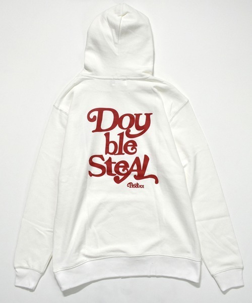 DOUBLE STEAL(ダブルスティール)の「Delivery Font スウェットパーカー(パーカー・メンズ・ホワイト×レッド/ブラック×ホワイト/ブラック×レッド/レッド/杢グレー・MEDIUM/X-LARGE/LARGE)」の1枚目の写真