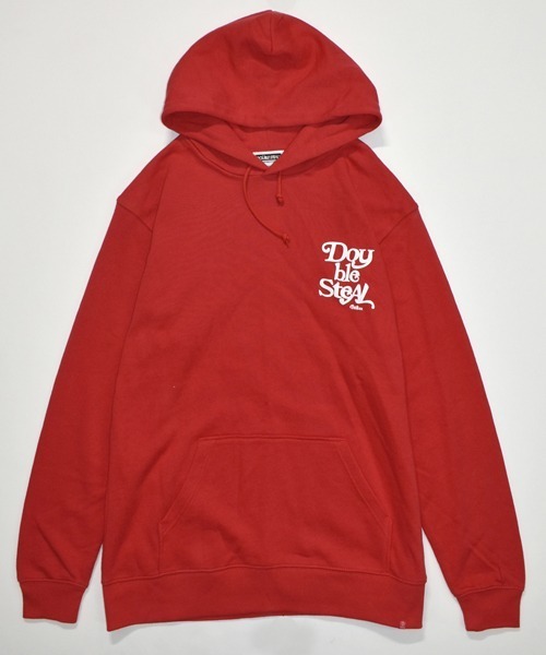 DOUBLE STEAL(ダブルスティール)の「Delivery Font スウェットパーカー(パーカー・メンズ・ホワイト×レッド/ブラック×ホワイト/ブラック×レッド/レッド/杢グレー・MEDIUM/X-LARGE/LARGE)」の6枚目の写真