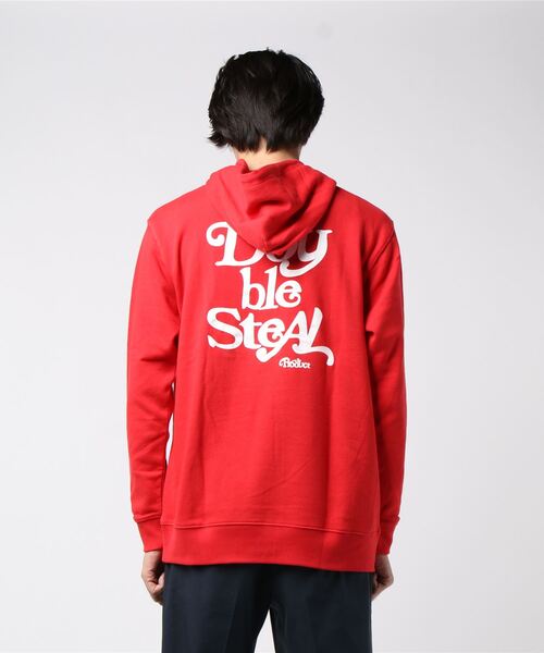 DOUBLE STEAL(ダブルスティール)の「Delivery Font スウェットパーカー(パーカー・メンズ・ホワイト×レッド/ブラック×ホワイト/ブラック×レッド/レッド/杢グレー・MEDIUM/X-LARGE/LARGE)」の18枚目の写真