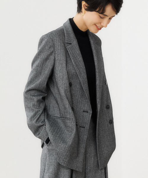 未使用級★グリーンレーベルリラクシング ダブルブレストパンツスーツ ヘリンボーン green label relaxing（グリーンレーベルリラクシング）の