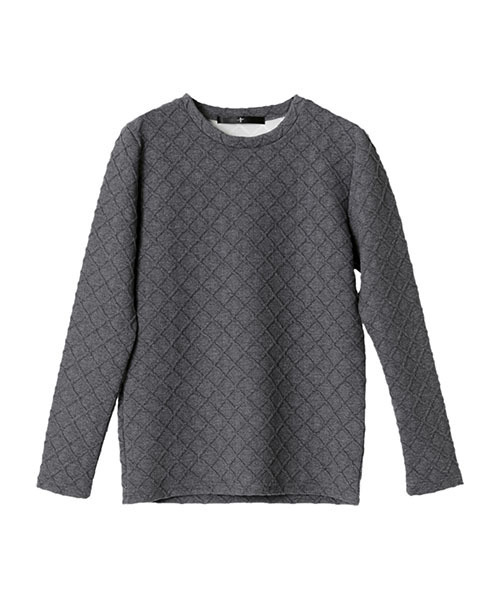 NO ID.（ノーアイディ）の「mlt2701-ダイヤ柄ボンディングC-N-PO プルオーバー（Tシャツ/カットソー・メンズ・ホワイト/ブラック/グレー/ワイン・1/2/3）」の9枚目の写真
