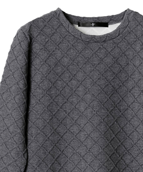 NO ID.（ノーアイディ）の「mlt2701-ダイヤ柄ボンディングC-N-PO プルオーバー（Tシャツ/カットソー・メンズ・ホワイト/ブラック/グレー/ワイン・1/2/3）」の11枚目の写真