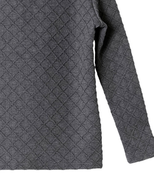 NO ID.（ノーアイディ）の「mlt2701-ダイヤ柄ボンディングC-N-PO プルオーバー（Tシャツ/カットソー・メンズ・ホワイト/ブラック/グレー/ワイン・1/2/3）」の12枚目の写真