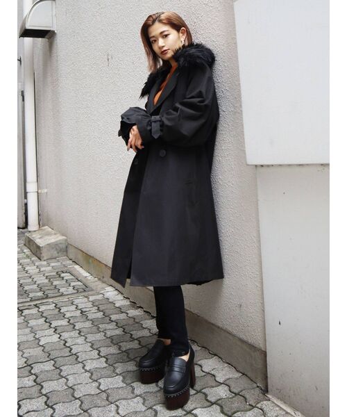 EMODA(エモダ)の「バルキーダブルコート(その他アウター・レディース・ブラック/ベージュ/カーキ・FREE)」の8枚目の写真