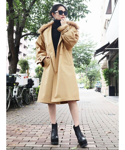 EMODA(エモダ)の「バルキーダブルコート(その他アウター・レディース・ブラック/ベージュ/カーキ・FREE)」の11枚目の写真