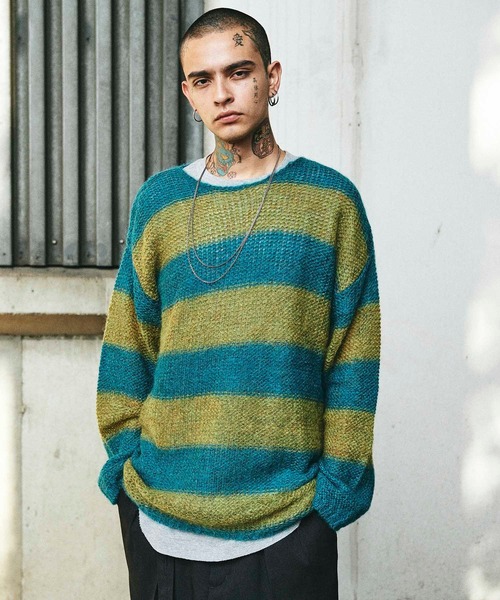 CHORD NUMBER EIGHT(コードナンバーエイト)の「STRIPE MOHAIR KNIT(ニット/セーター・メンズ・レッド/オレンジ/グリーン・SMALL/MEDIUM/LARGE)」の6枚目の写真