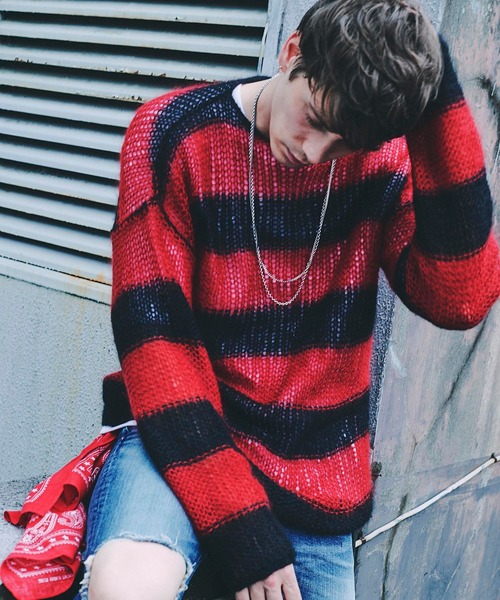 CHORD NUMBER EIGHT(コードナンバーエイト)の「STRIPE MOHAIR KNIT(ニット/セーター・メンズ・レッド/オレンジ/グリーン・SMALL/MEDIUM/LARGE)」の21枚目の写真