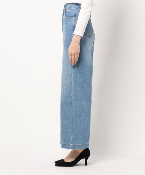 KOBE LETTUCE（コウベレタス）の「ロングワイドストレートデニムパンツ（デニムパンツ・レディース・ライトブルー/ベージュ・S/M）」の3枚目の写真